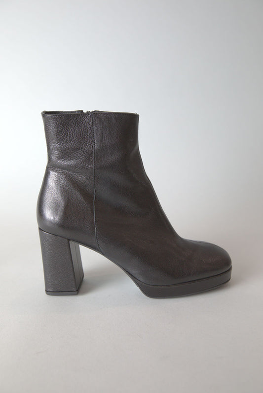 Jody Leather Platform Ankle Boots in Black