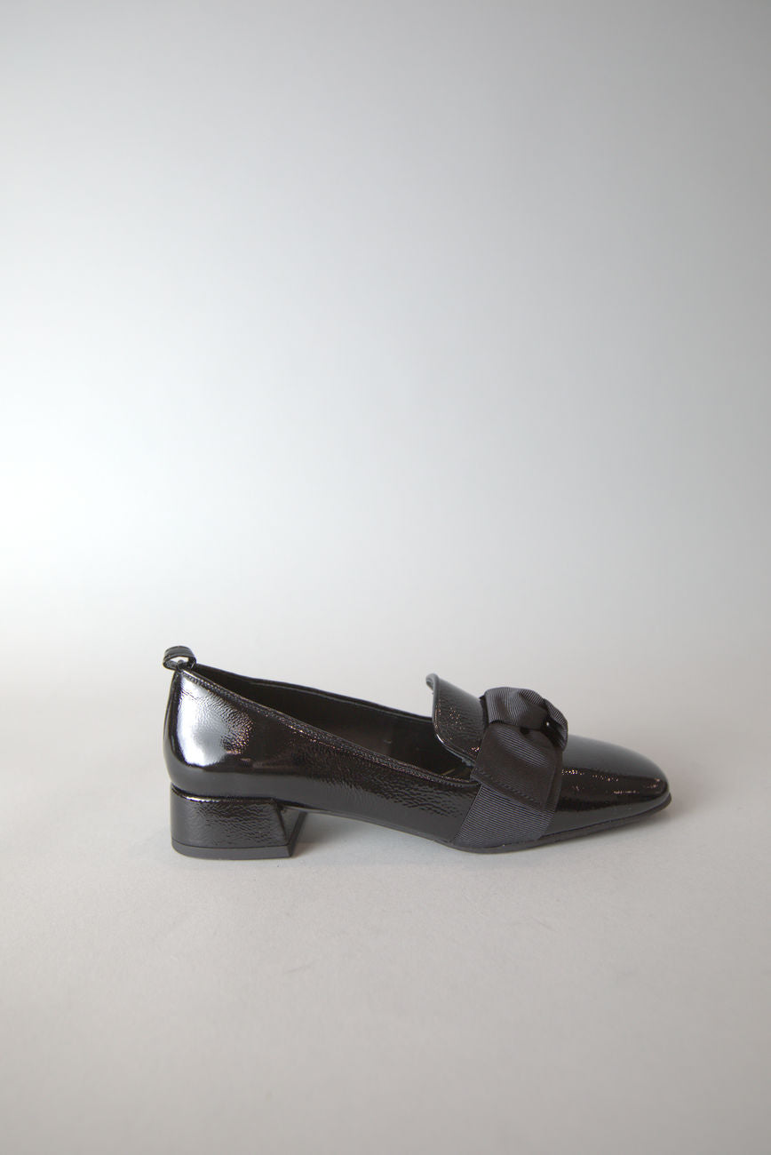 Belga Square Toe Block Heel Loafer in Black