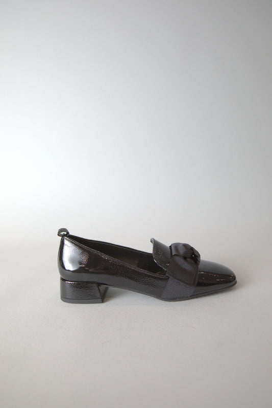 Belga Square Toe Block Heel Loafer in Black