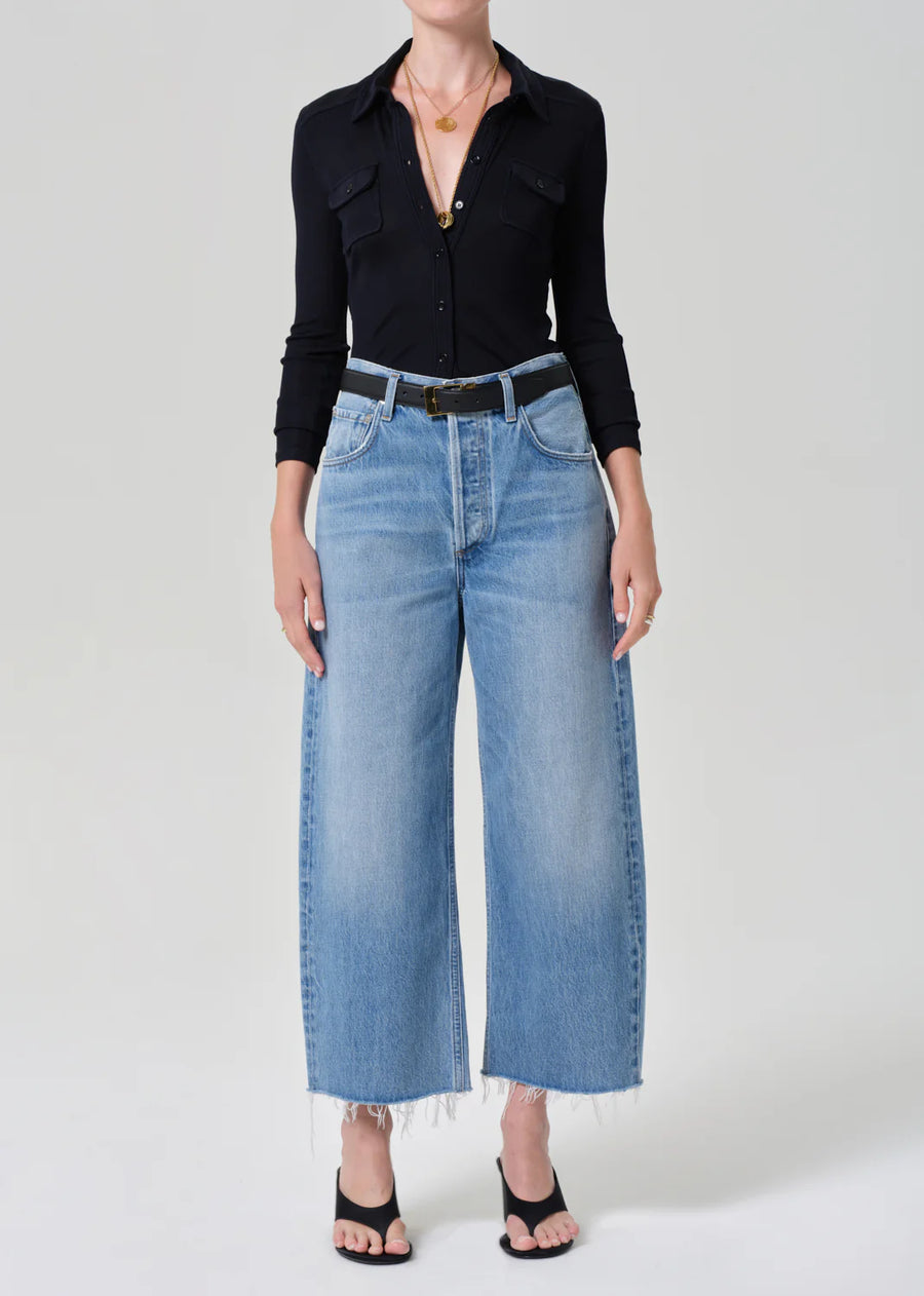 Ayla Raw Hem Crop Jean in Honour