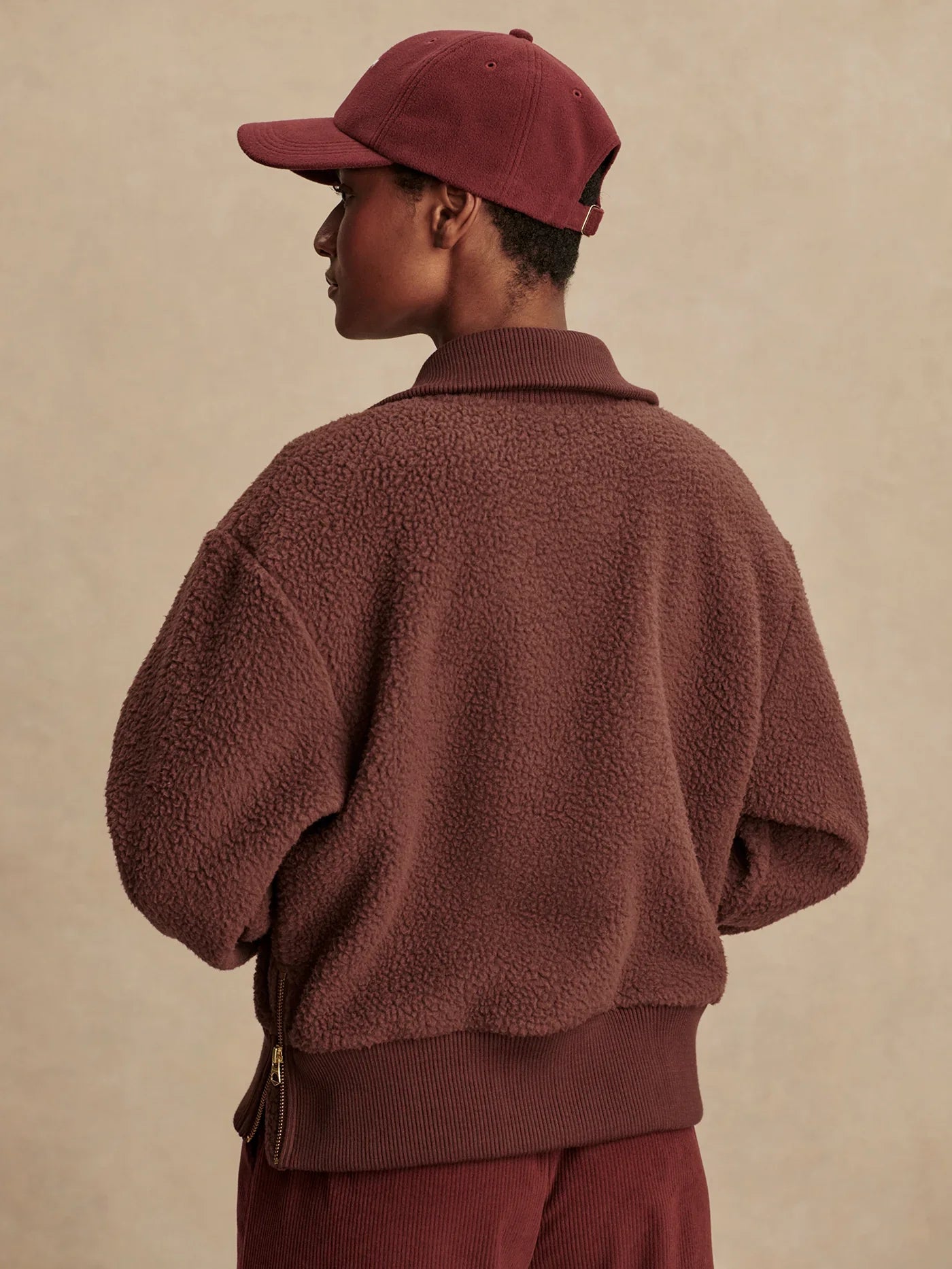 Roselle Half Zip Fleece in Mahogany