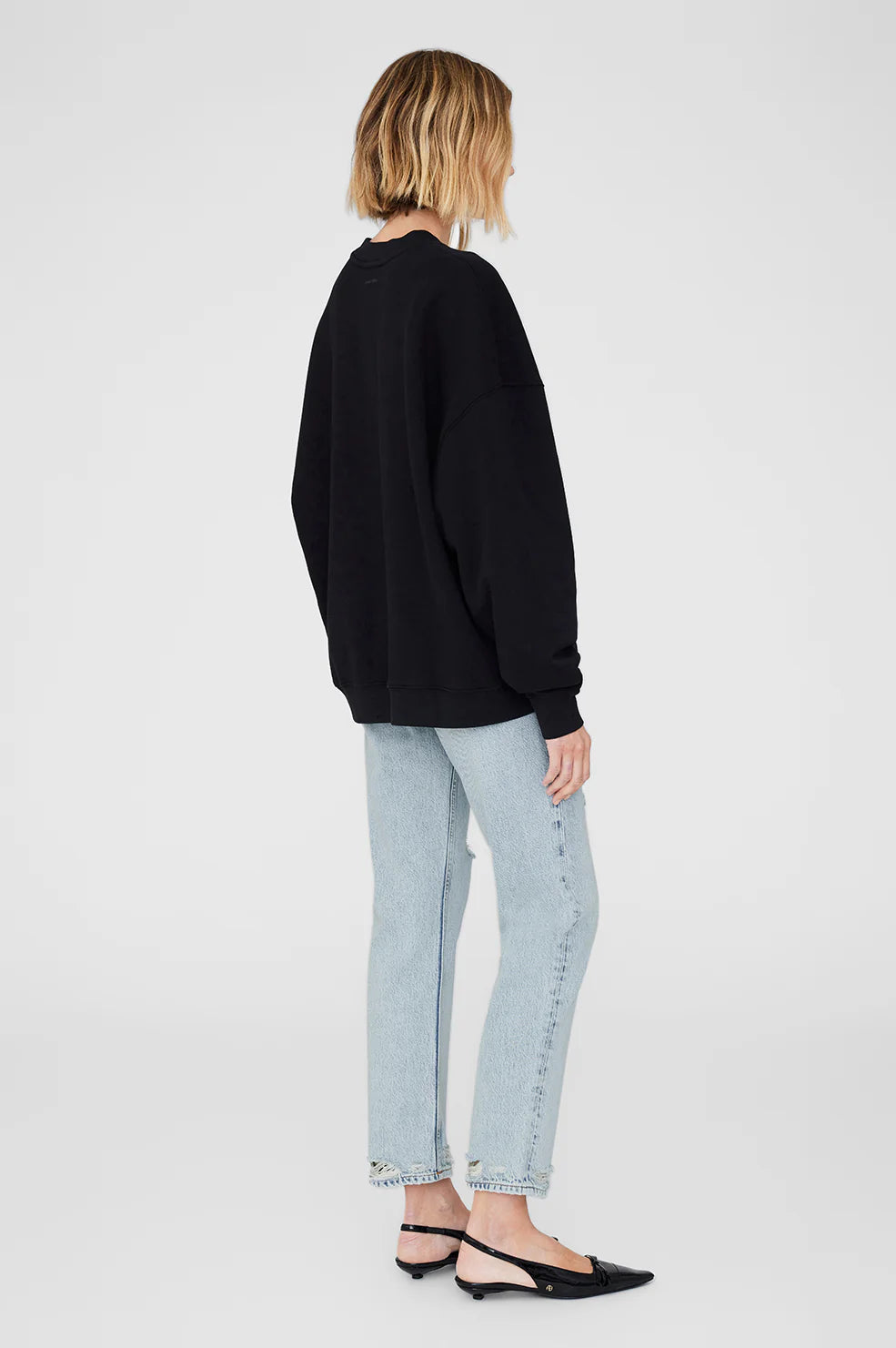Miles Oversized Letterman Sweatshirt in Black