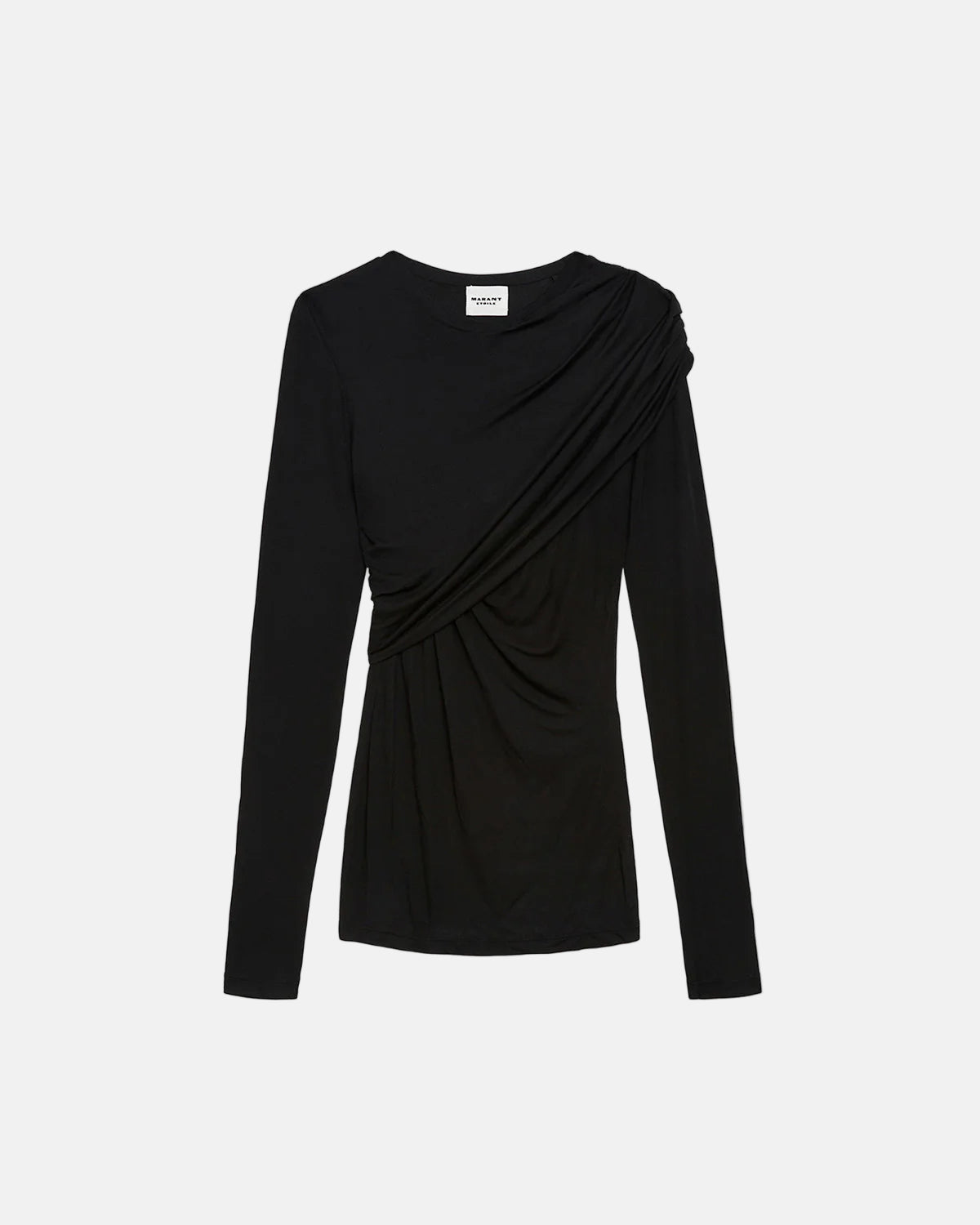 Dressi Draped Jersey Top in Black