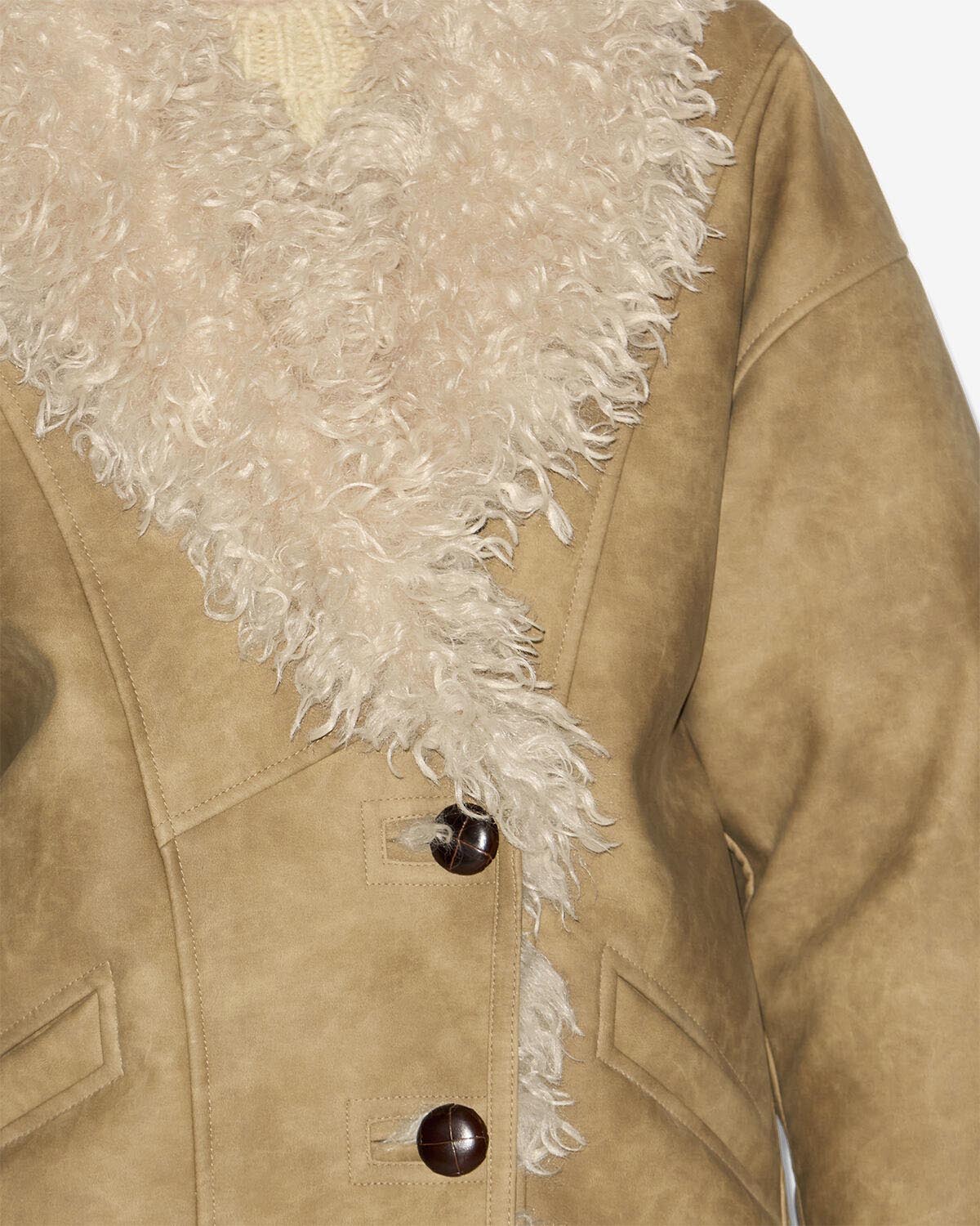 Clea Shearling Coat in Taupe