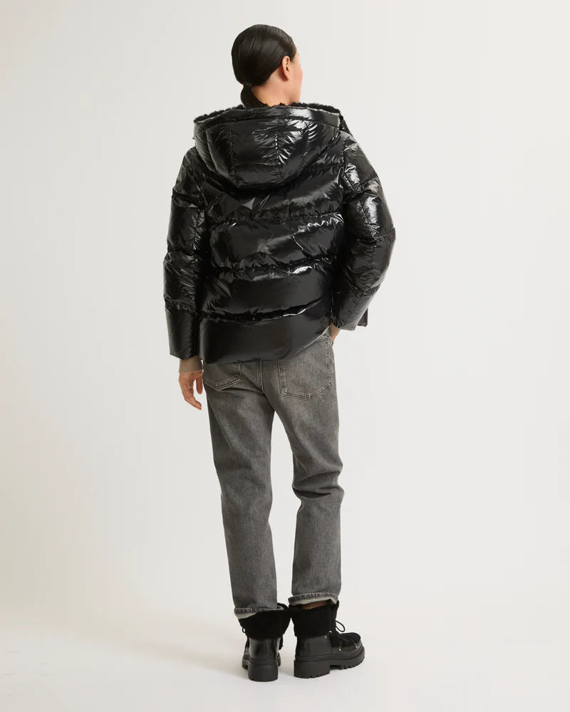 HOODED DOWN JACKET HIGH SHINE - YVES SALOMON SKI