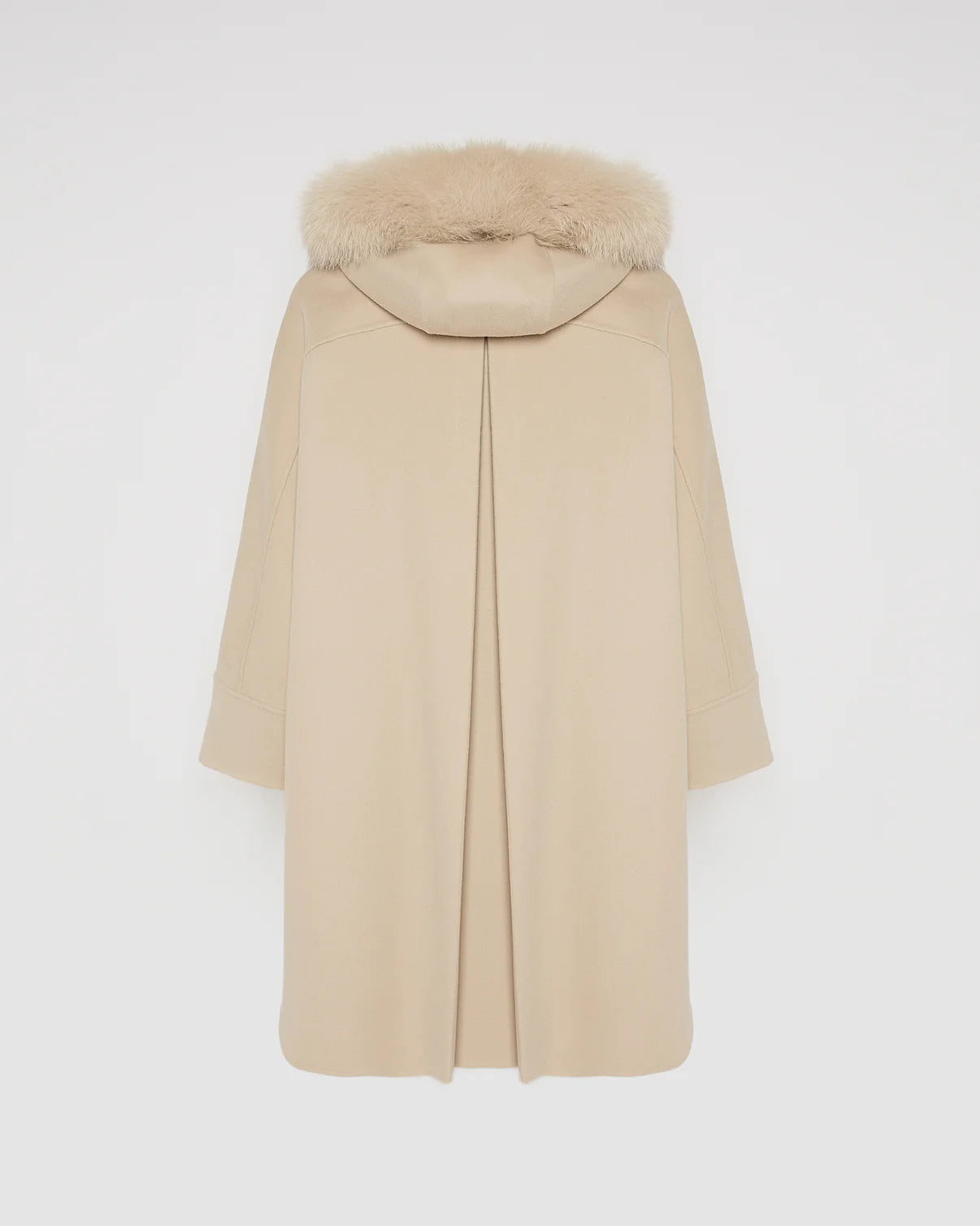 Cashmere Blend Hooded Cape With Fox Trim