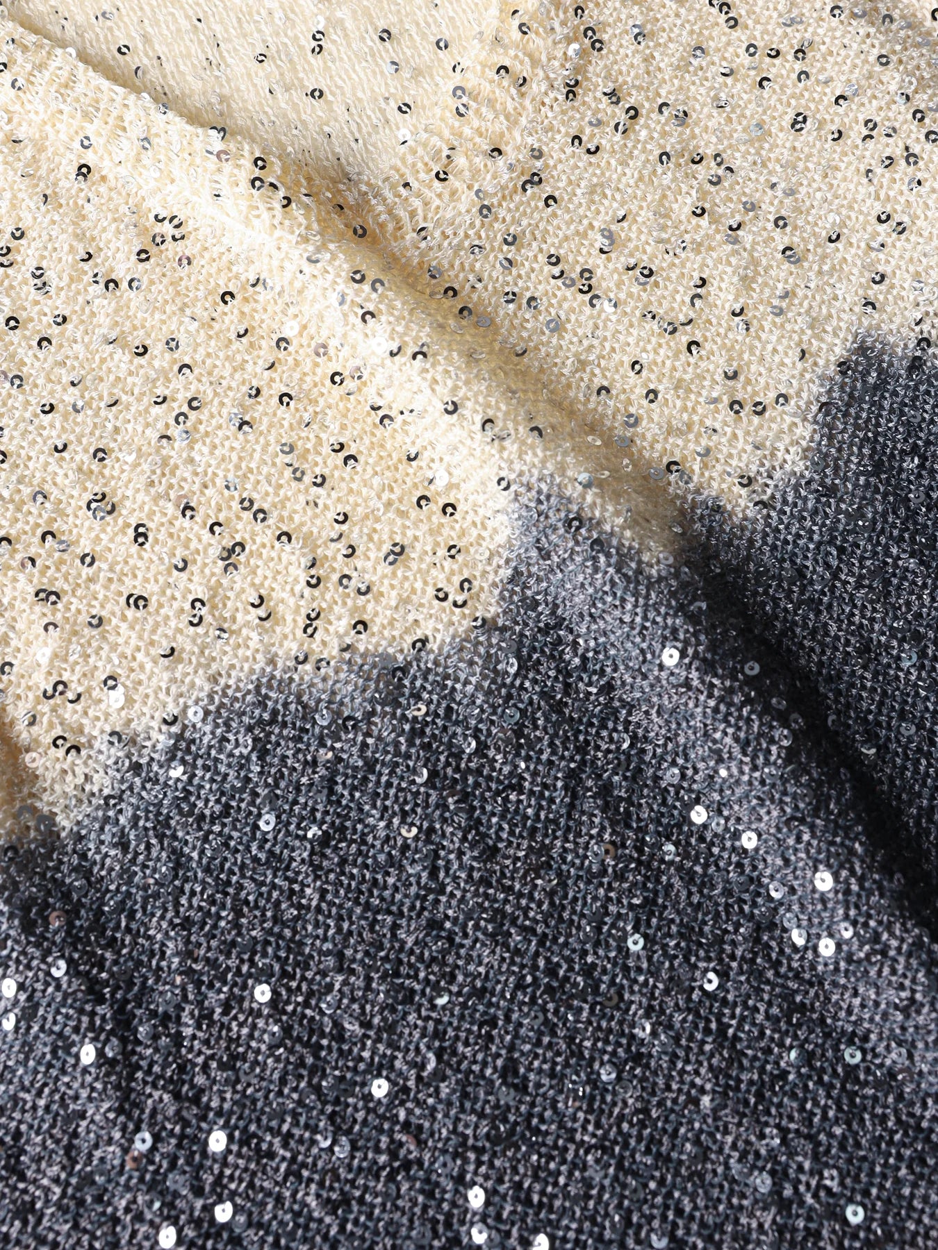 Sequins Tank Top in Black/Cream