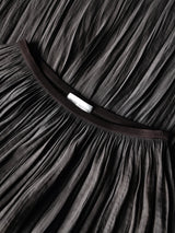 Plisse Midi Skirt in Brown