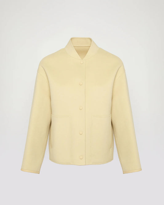 Double Sided Cashmere Blend Varsity Jacket in Yellow