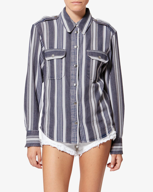 Gelva Shirt in Ecru/Blue