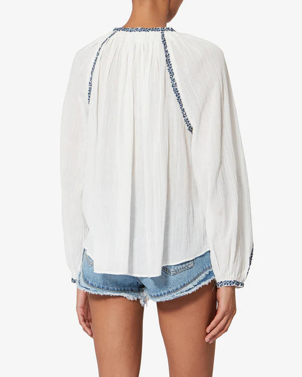 Lena Shirt in Ecru/Blue
