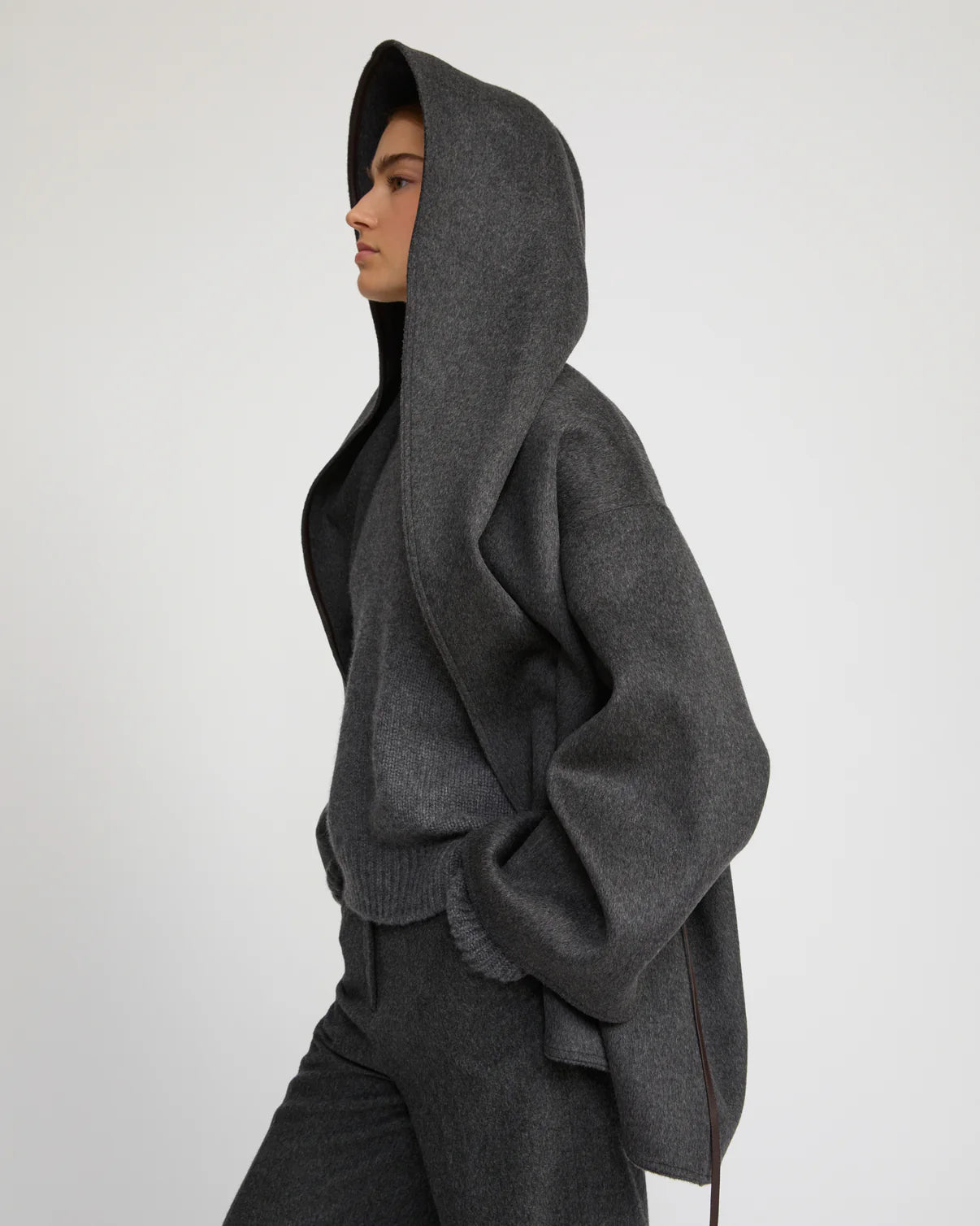 Oversized Short Coat in Double-Sided Cashmere Blend
