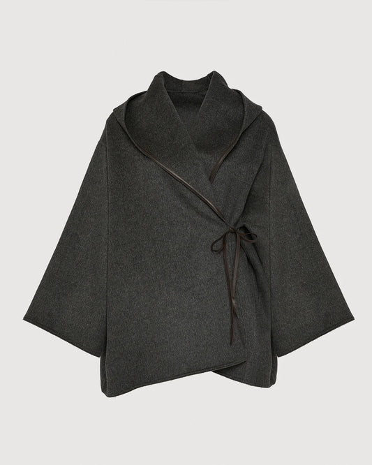 Oversized Short Coat in Double-Sided Cashmere Blend