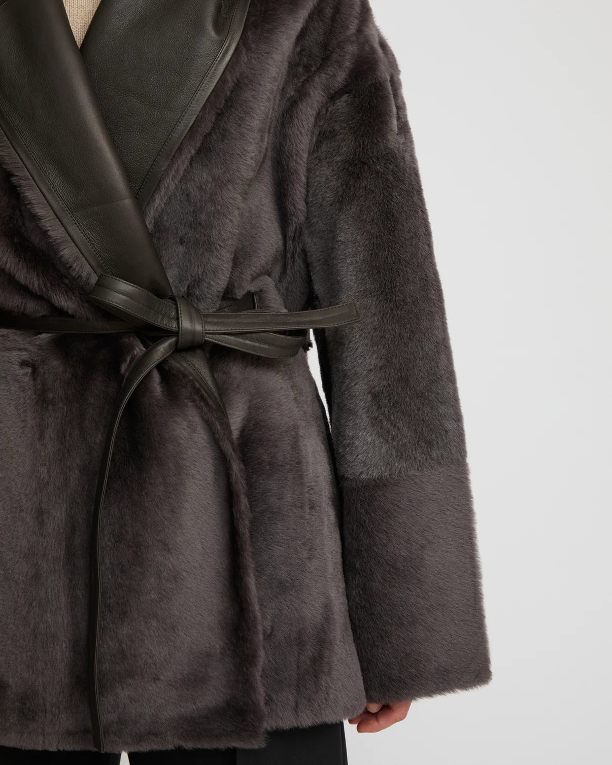 Long Draped Lambskin Shearling Jacket