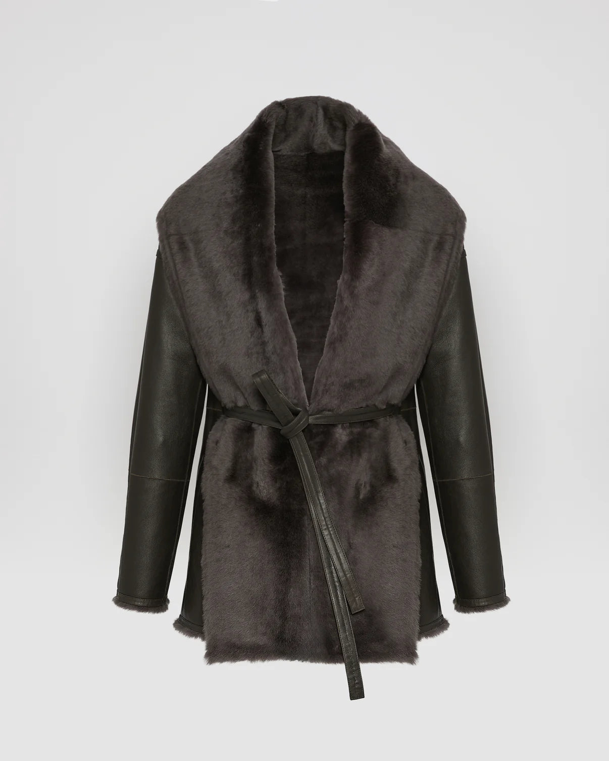 Long Draped Lambskin Shearling Jacket