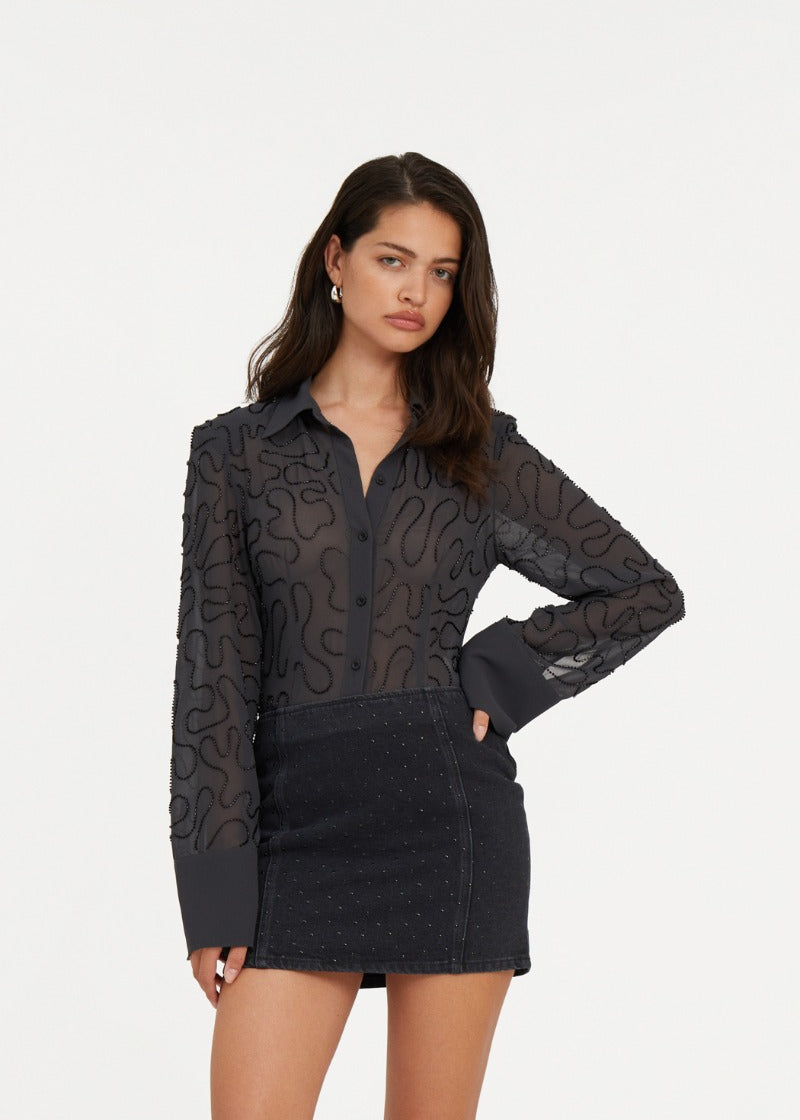 BEADED FITTED SHIRT - ROTATE