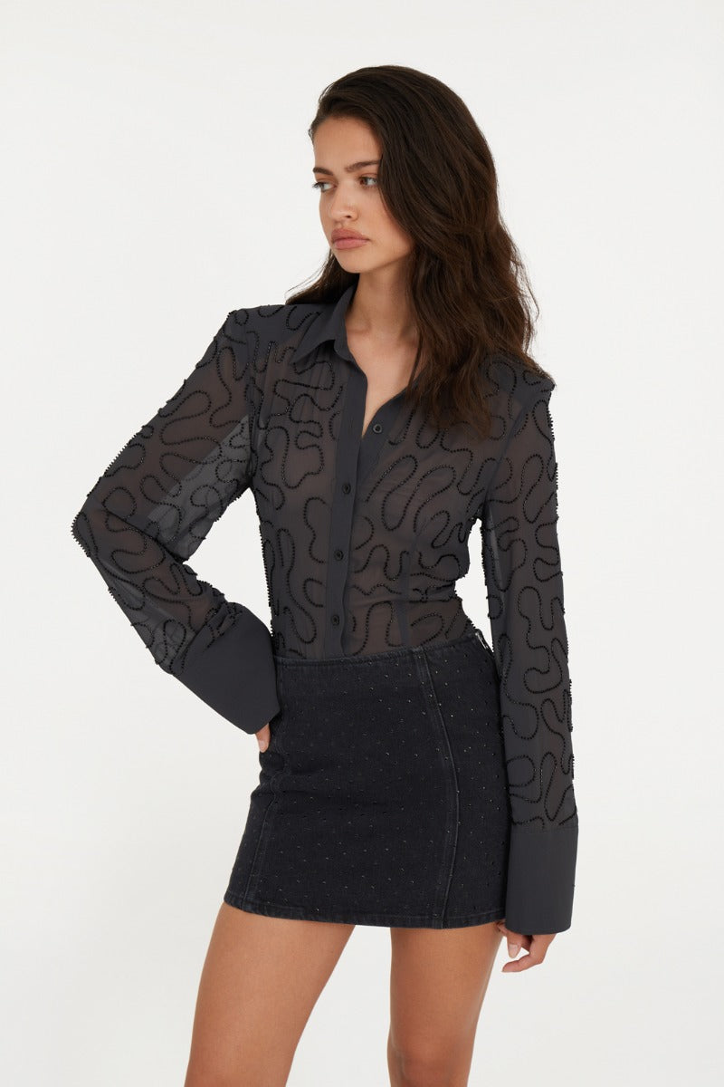 BEADED FITTED SHIRT - ROTATE