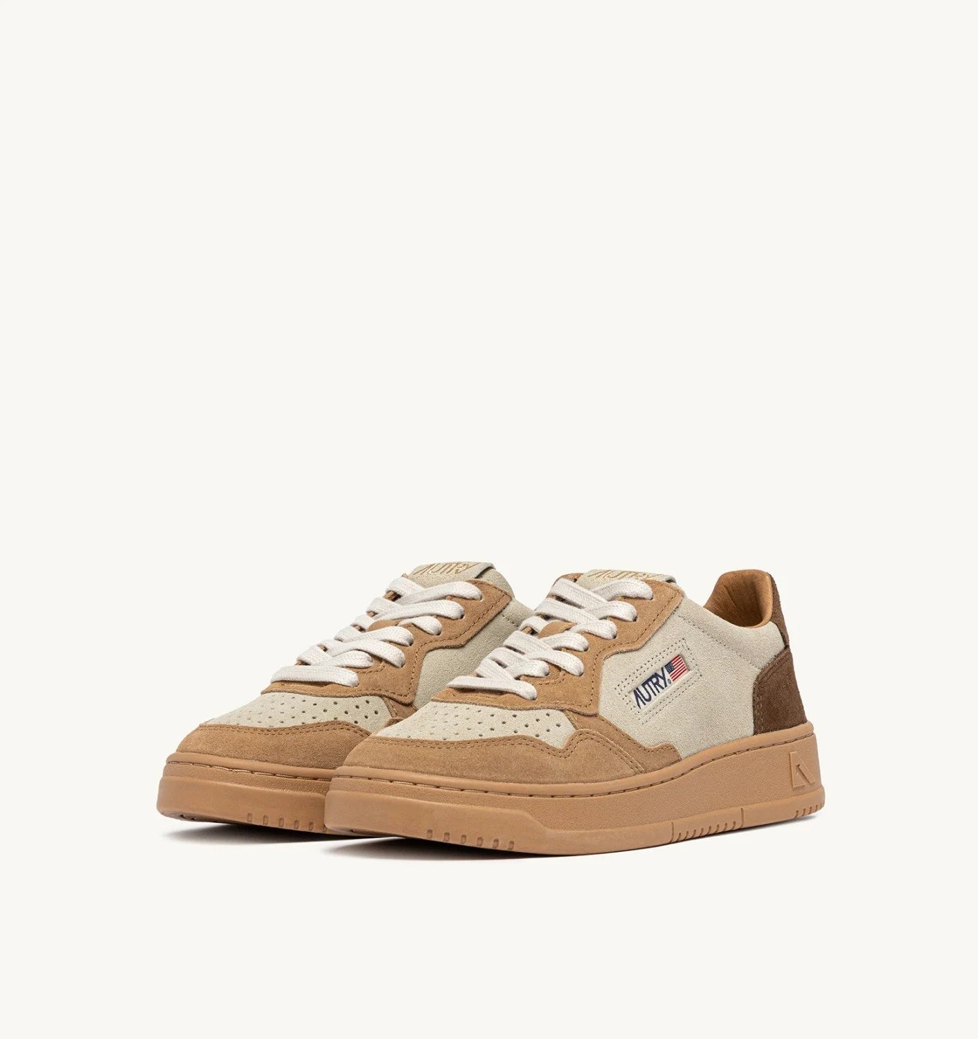 Medaslist Low Tricolor Sneakers in Tundra Egg and Peanut Suede