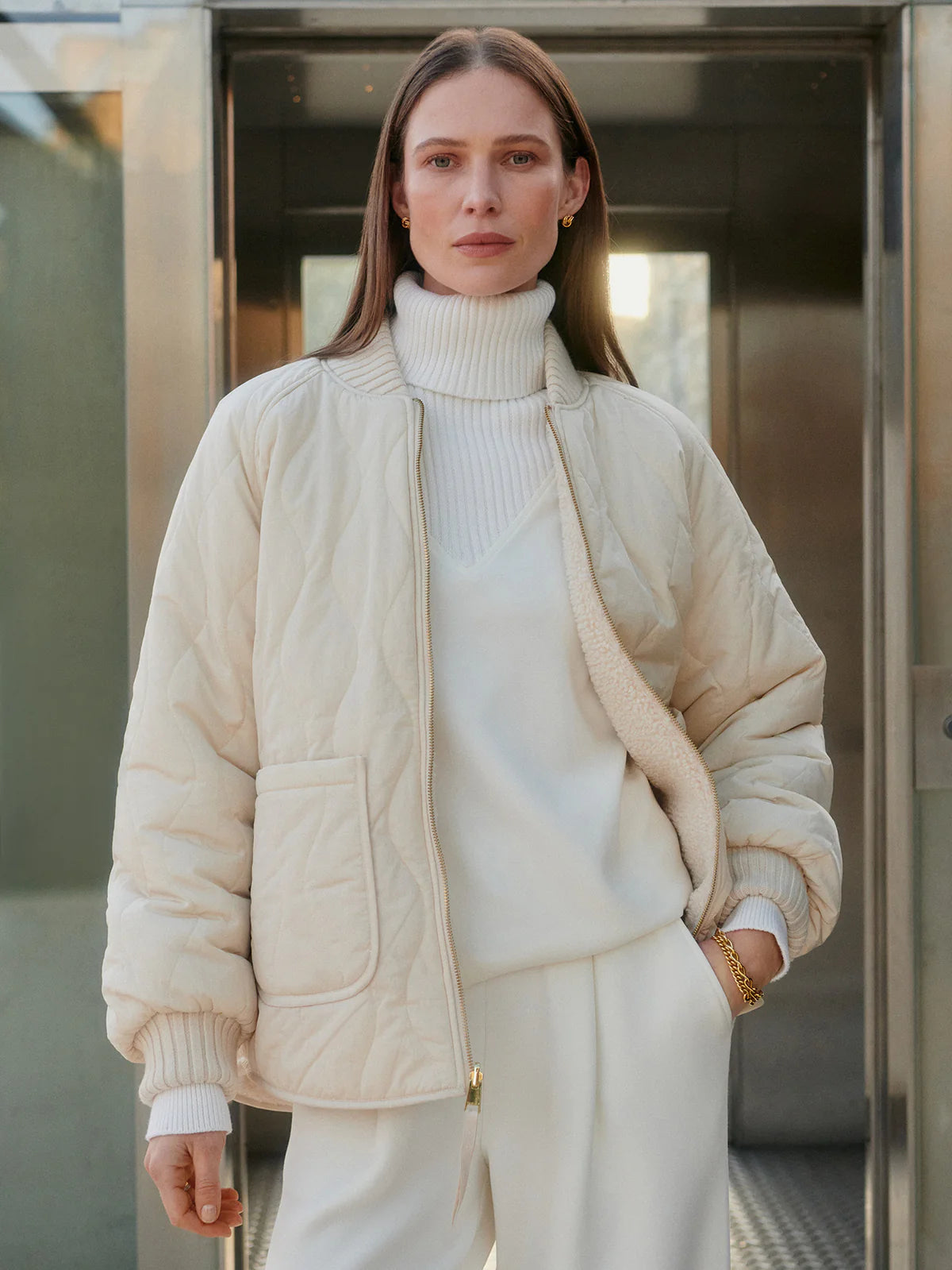 Serina Reversible Quilt Jacket in Sandshell