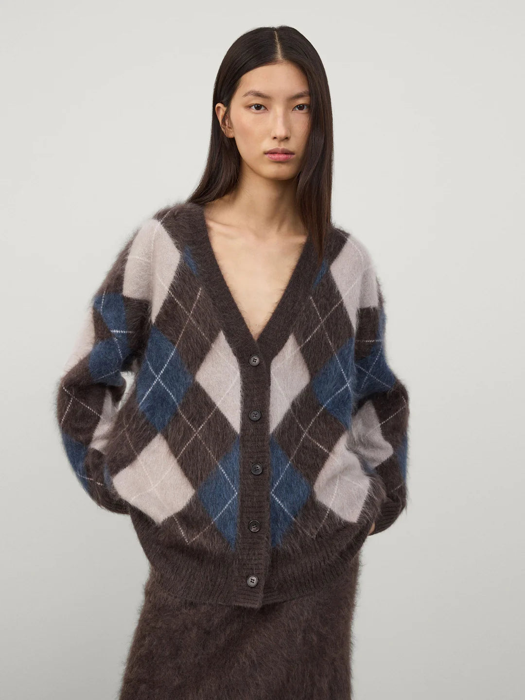 Elaria Cardigan in Wood Argyle Brushed