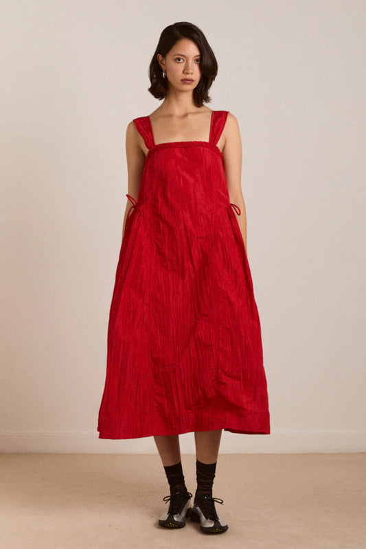 Elina Midi Dress in Red Tafetta
