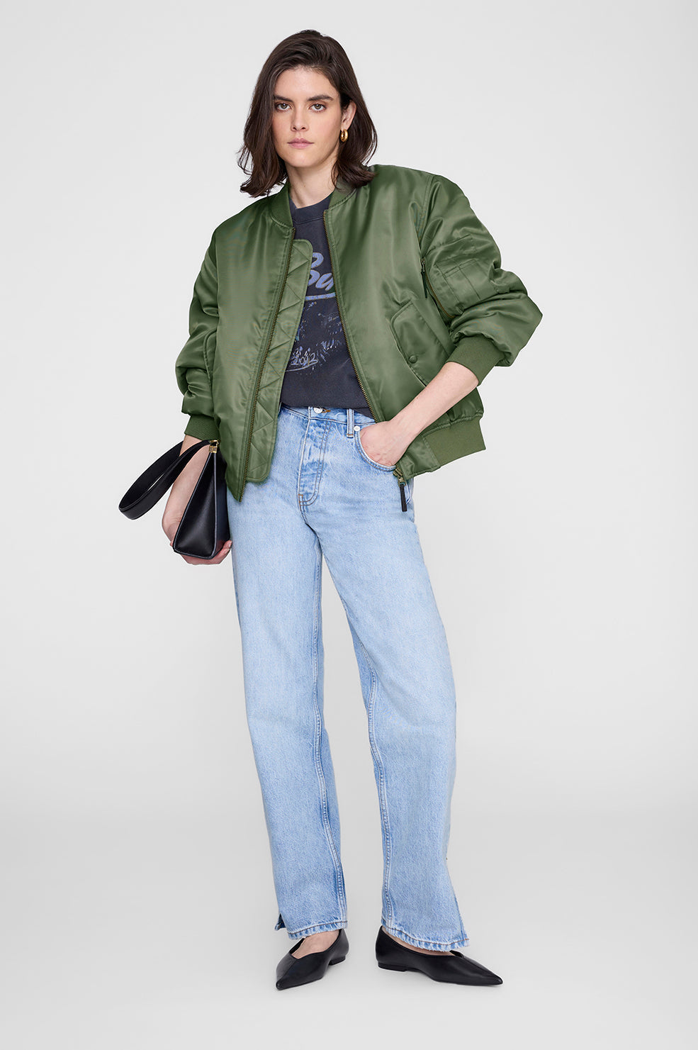 Spencer Sweatshirt with Eagle in Washed Black