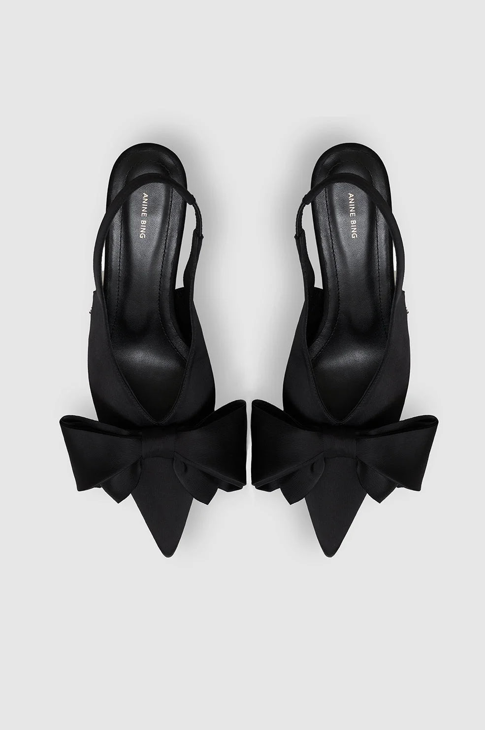 Nina Heels with Bow in Black Satin