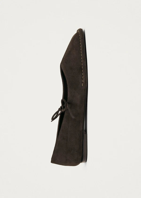 Sway Ballet Flats in Suede Coffee Brown Leather