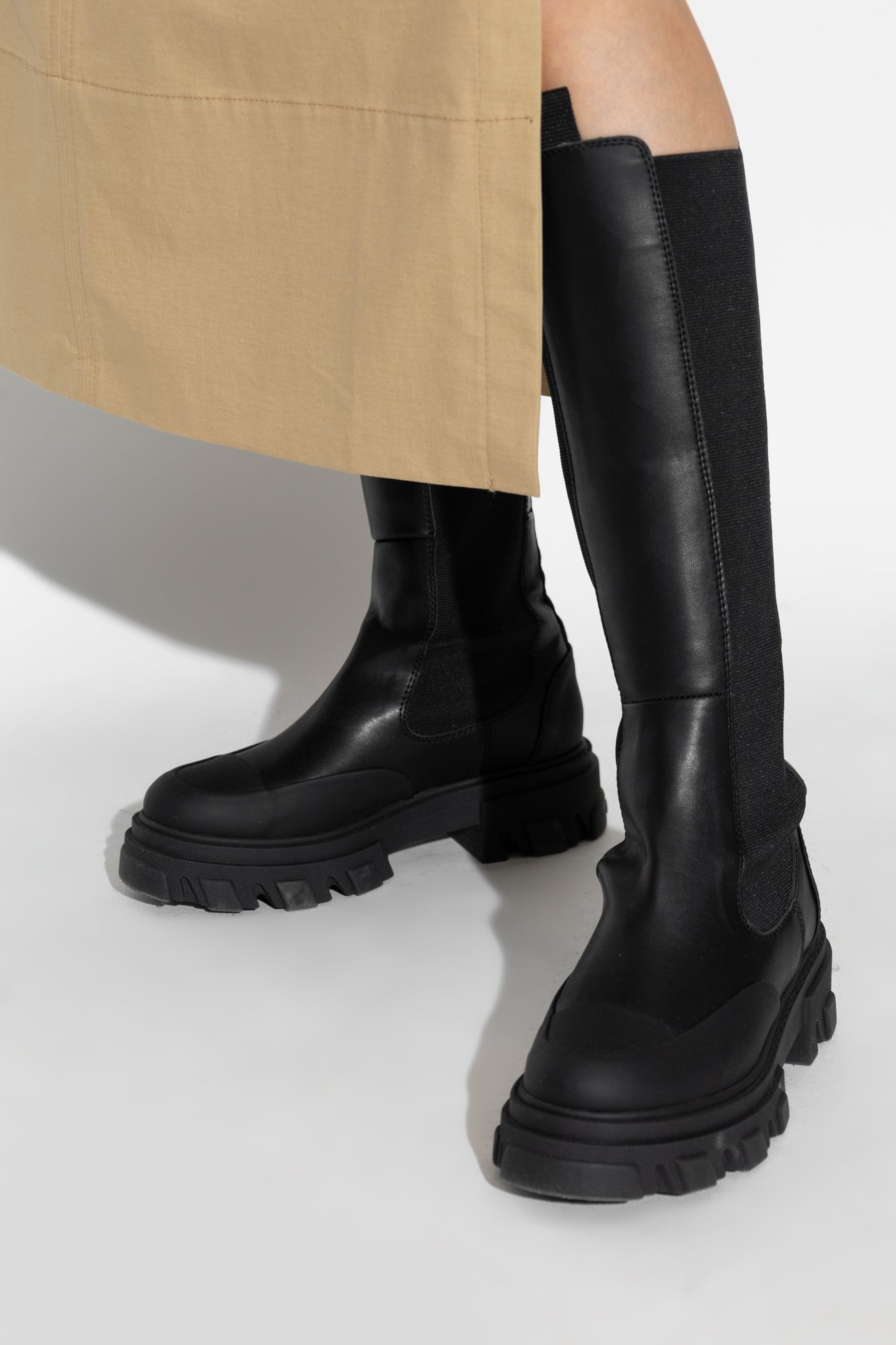 Cleated High Chelsea Boot in Black