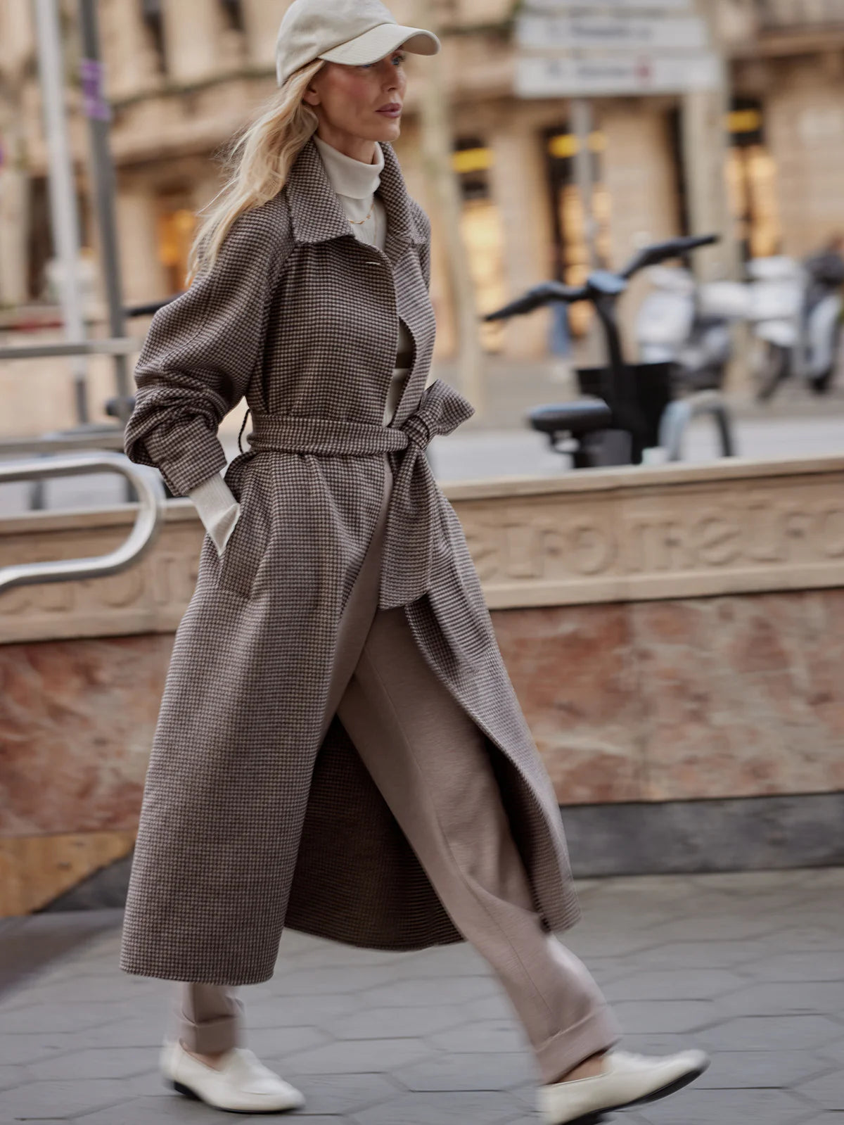 Tomlinson Belted Long Coat in Deep Taupe