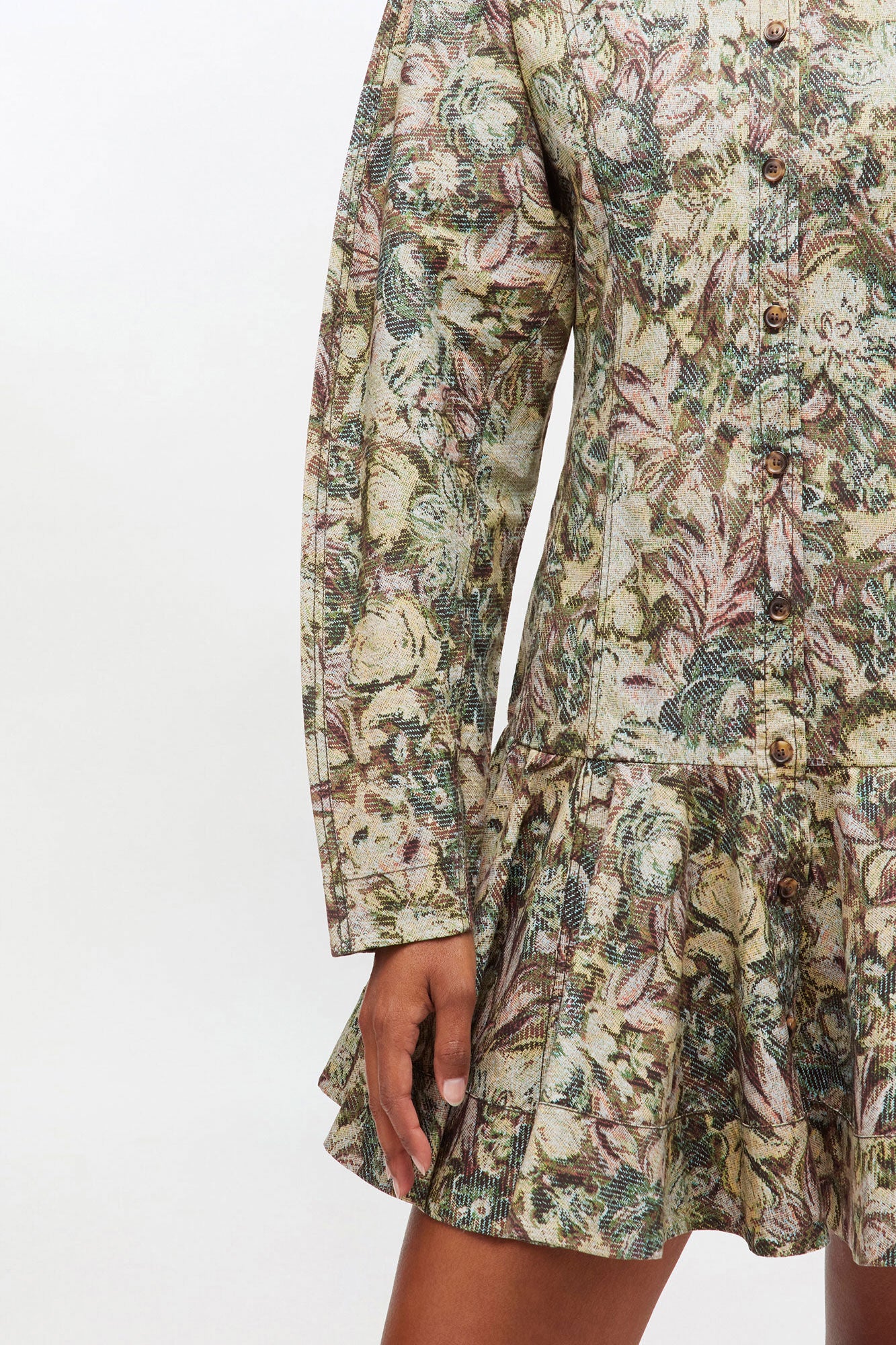 Tapestry Floral Shirt Dress in Jadeite