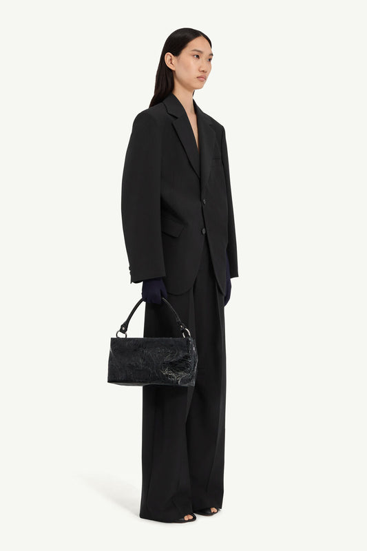 Wool Blend Blazer with Gloves in Black