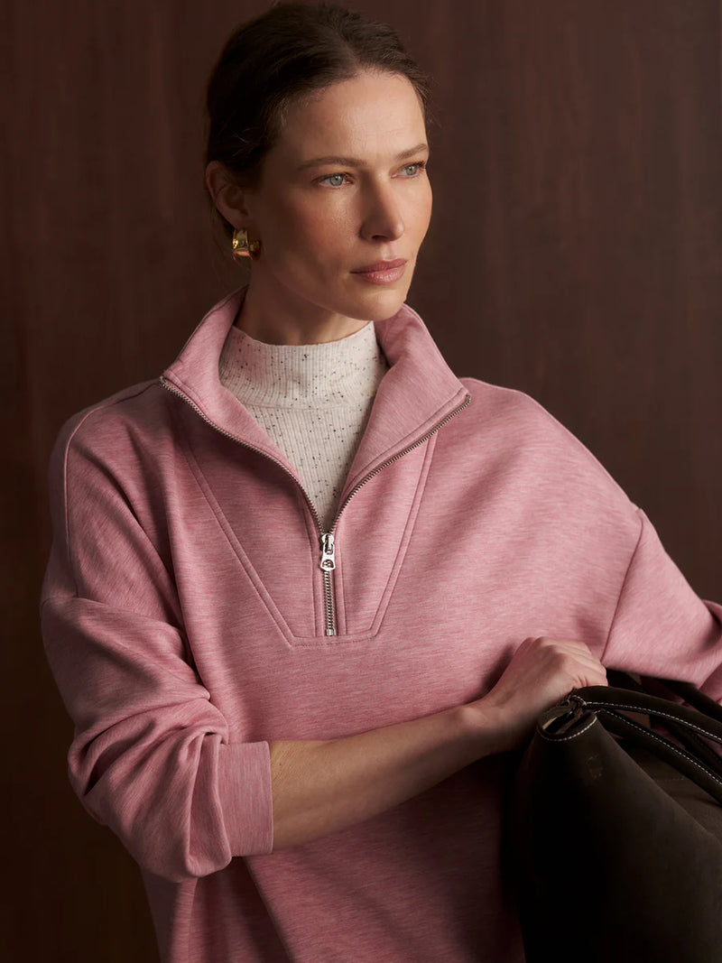 Hawley Half Zip Sweat in Rose Marl
