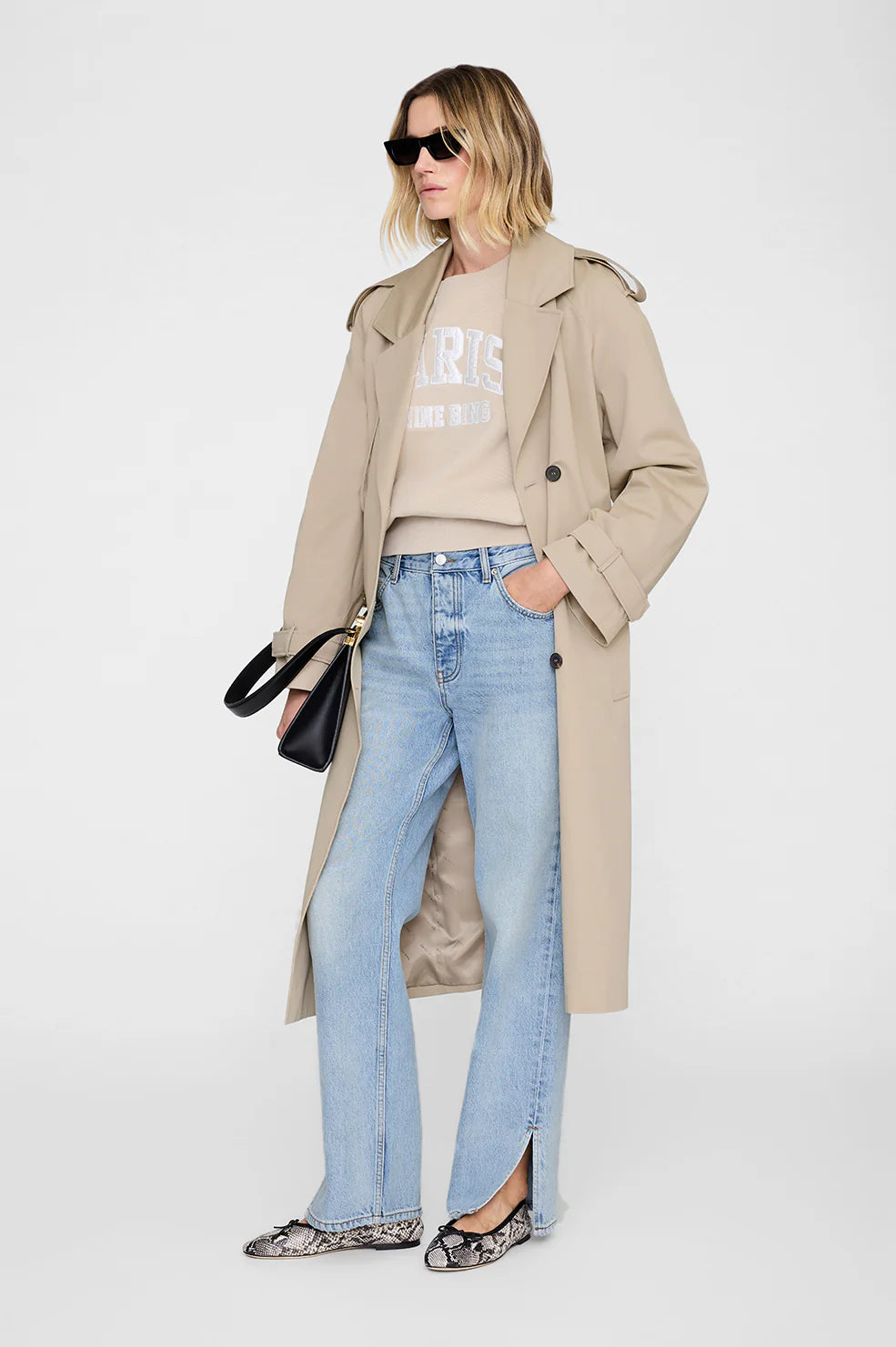 Harry Shrunken Sweatshirt Paris in Beige