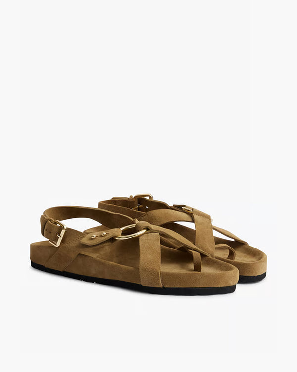 Mexico Sandals in Split Leaher in Green