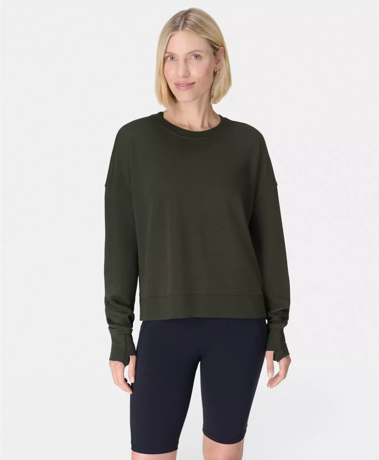 After Class Crop Sweatshirt in Nori Green