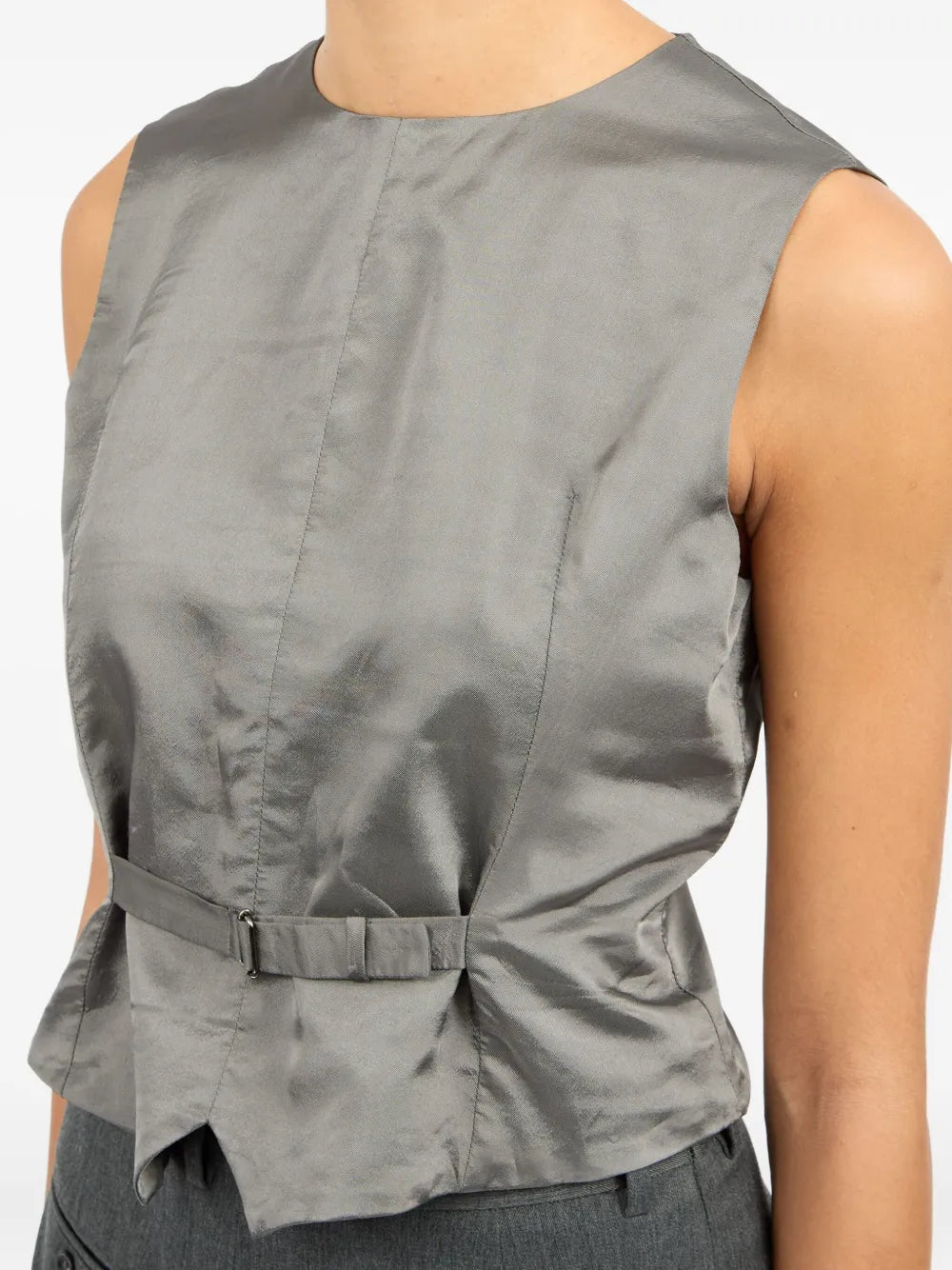 Satin Finish Waistcoat Gilet in Grey
