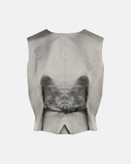 Satin Finish Waistcoat Gilet in Grey