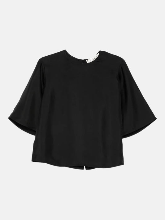 Buttoned Silk Top in Black