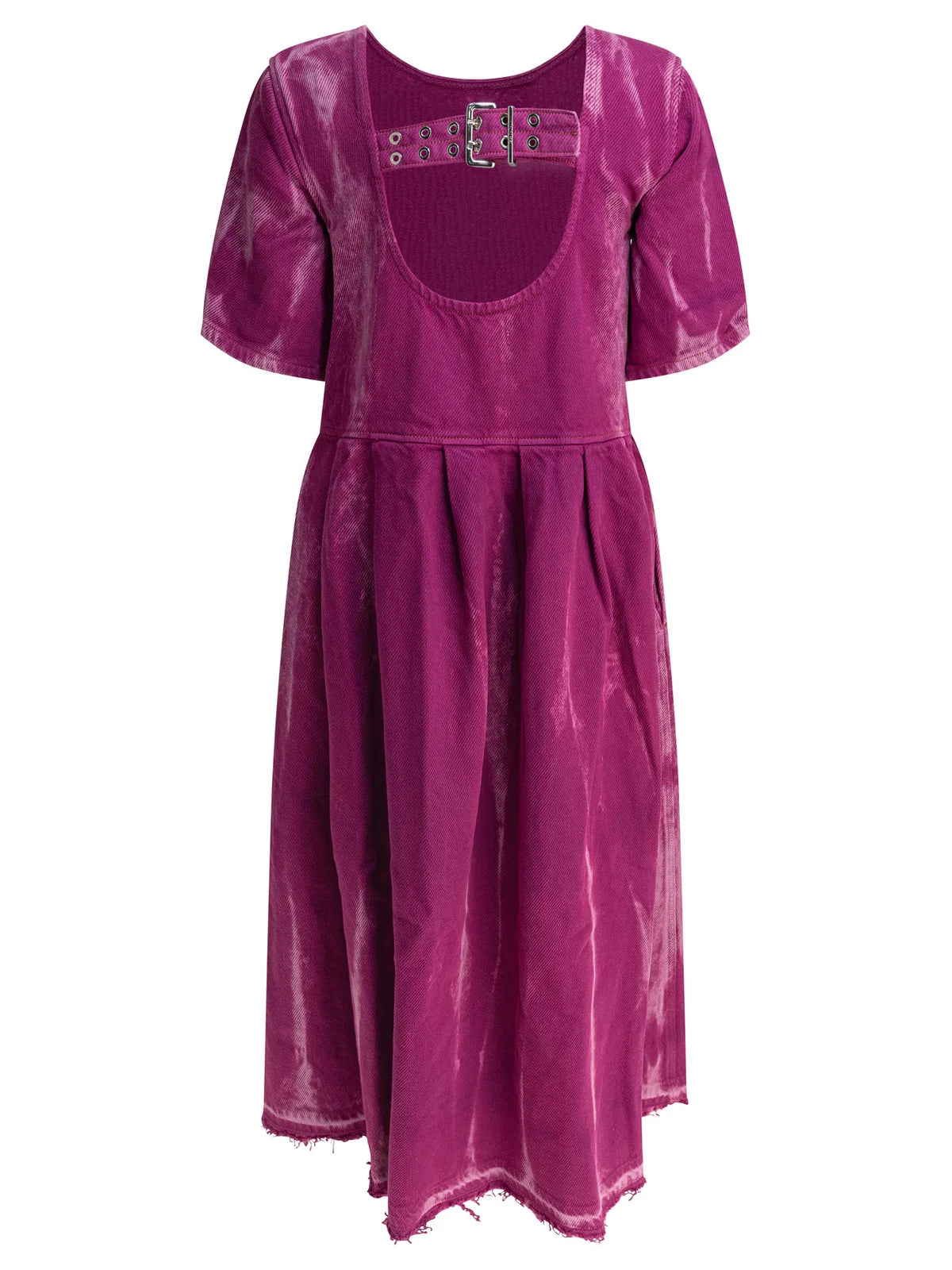 OVERDYED HEAVY DENIM DRESS - PINK - GANNI