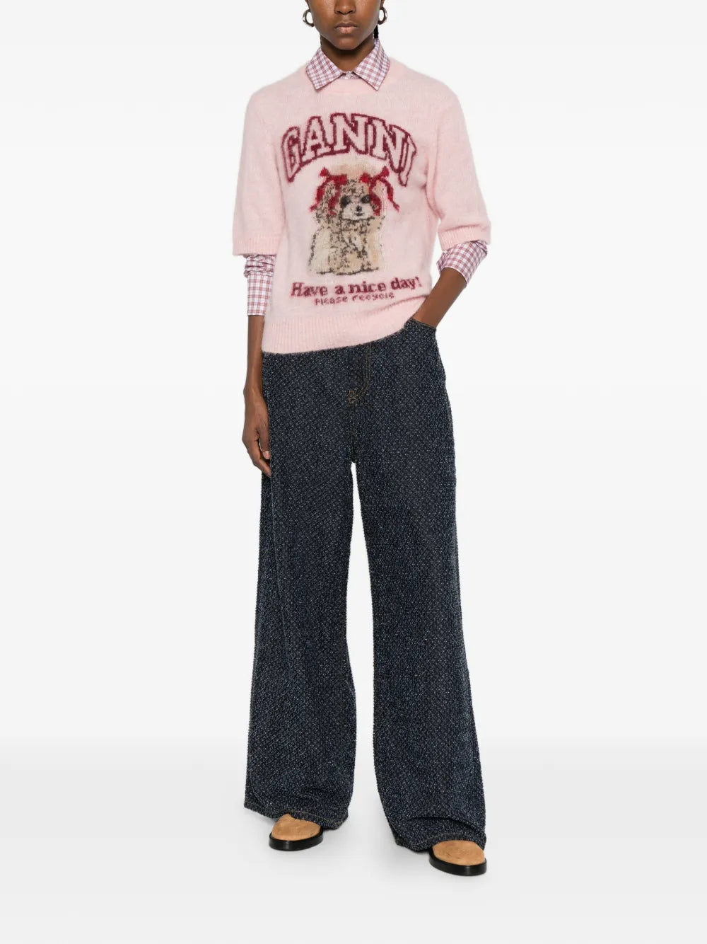 Brushed Alpaca Graphic T-shirt in Chalk Pink