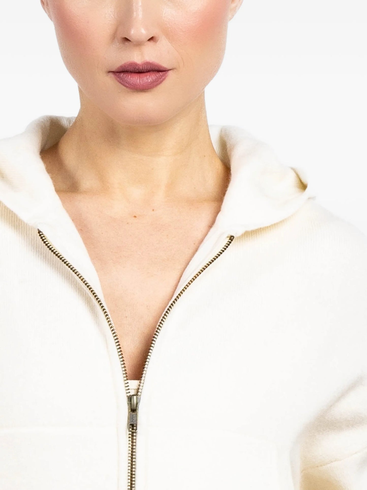 Lilia Hooded Zip Cardigan in Cream