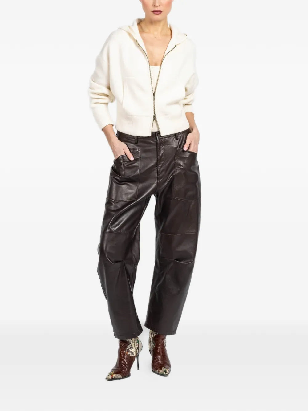 Lilia Hooded Zip Cardigan in Cream