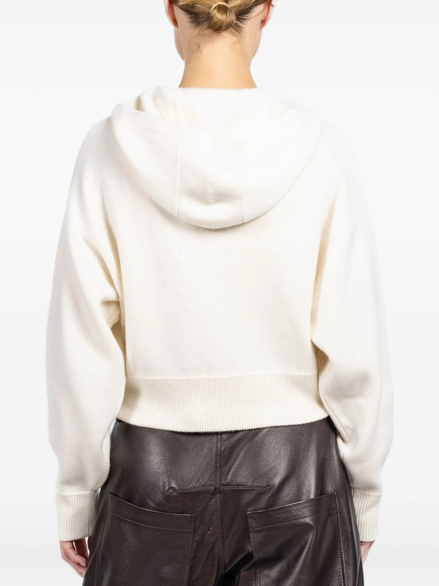 Lilia Hooded Zip Cardigan in Cream