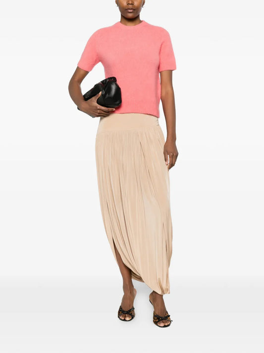 Cashmere Short Sleeve Sweater in Pink