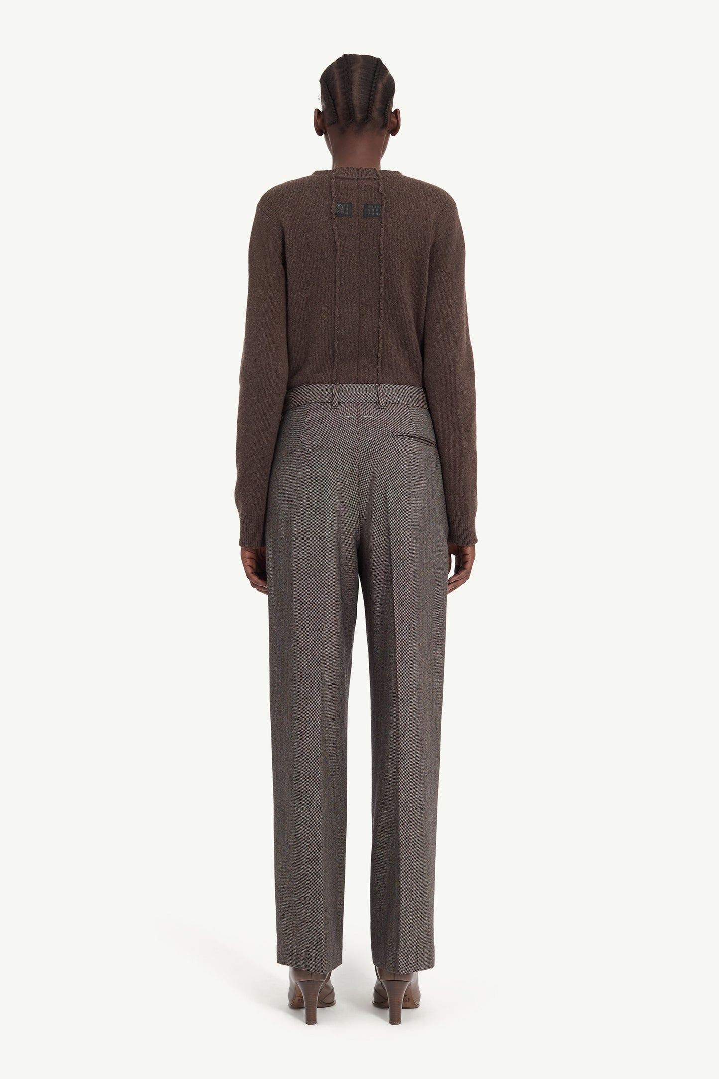 Light Tweed Tailored Trousers in Brown and Beige