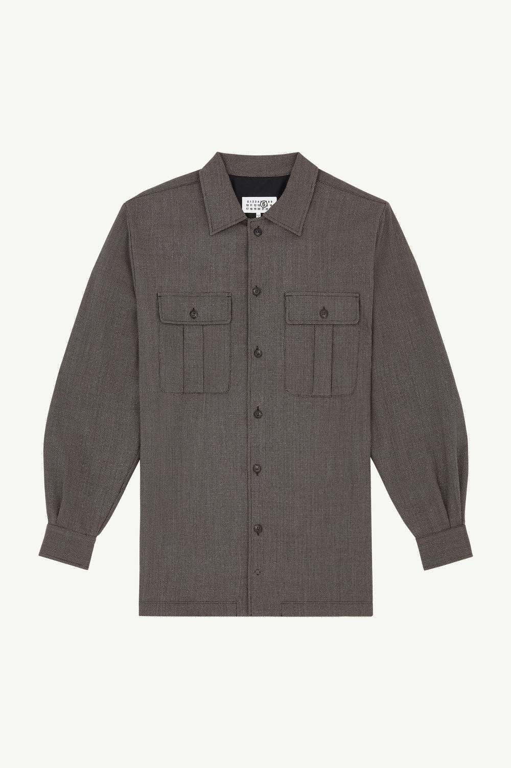 Tweed Shirt Dress in Brown and Beige