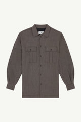 Tweed Shirt Dress in Brown and Beige