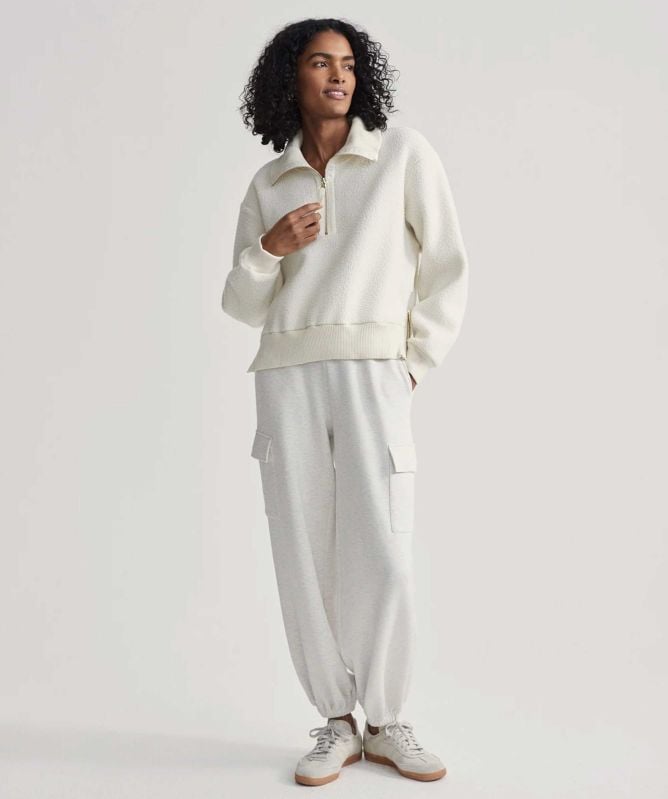 Roselle Half Zip Fleece in Egret
