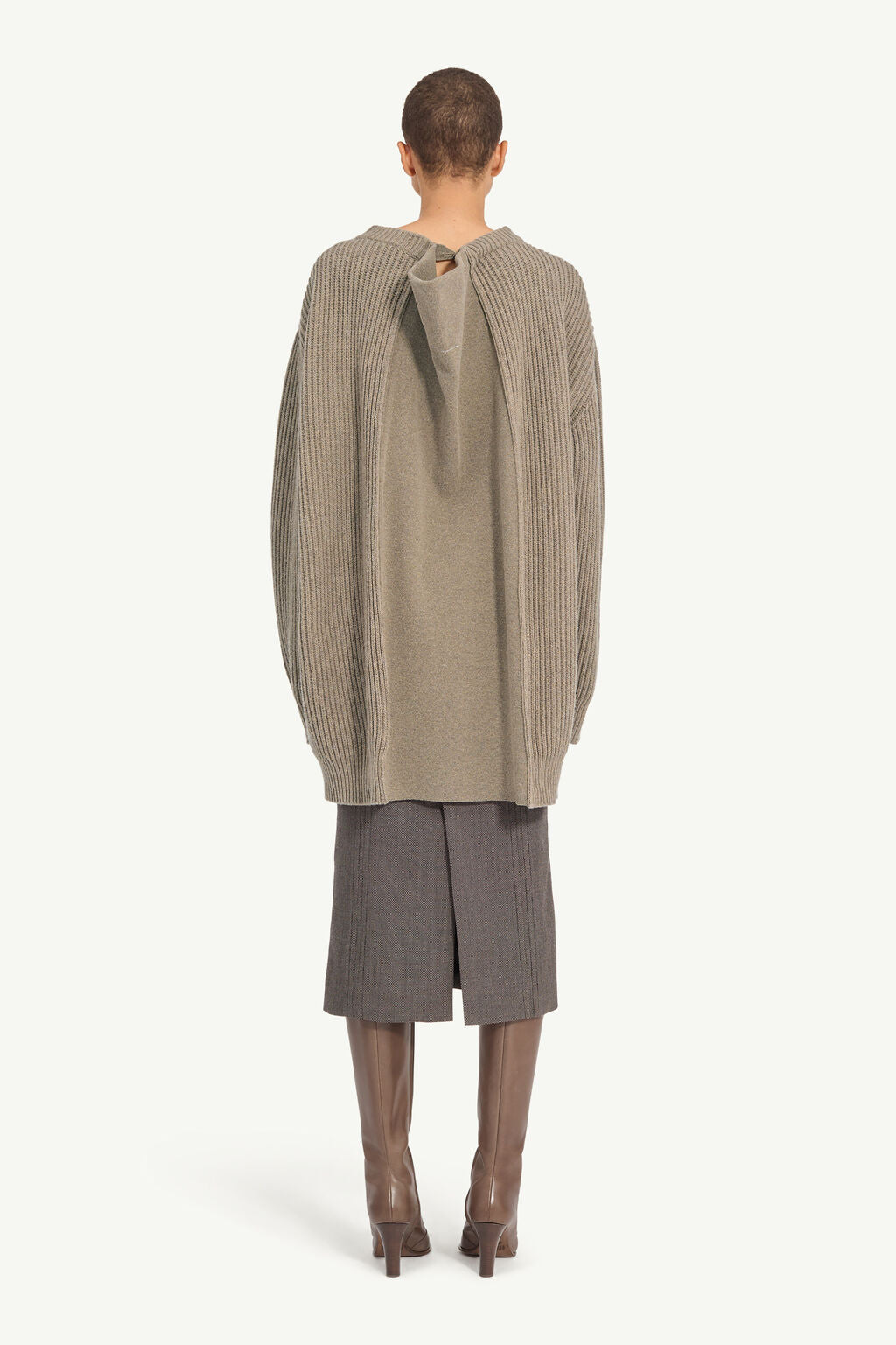 Wool Blend Sweater Dress in Beige
